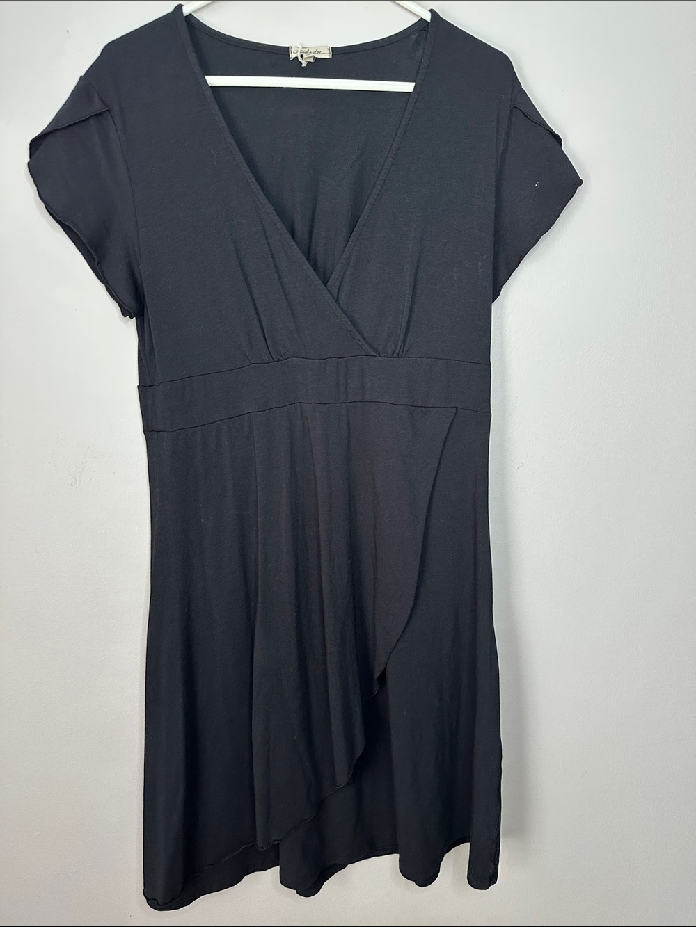 Women's Black V-Neck Faux Wrap Dress size L